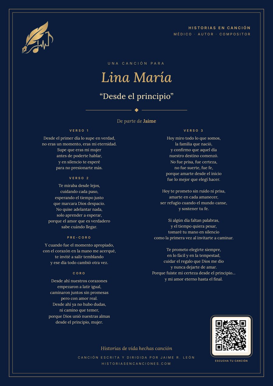 Ejemplo de hoja de letra azul y oro con código QR